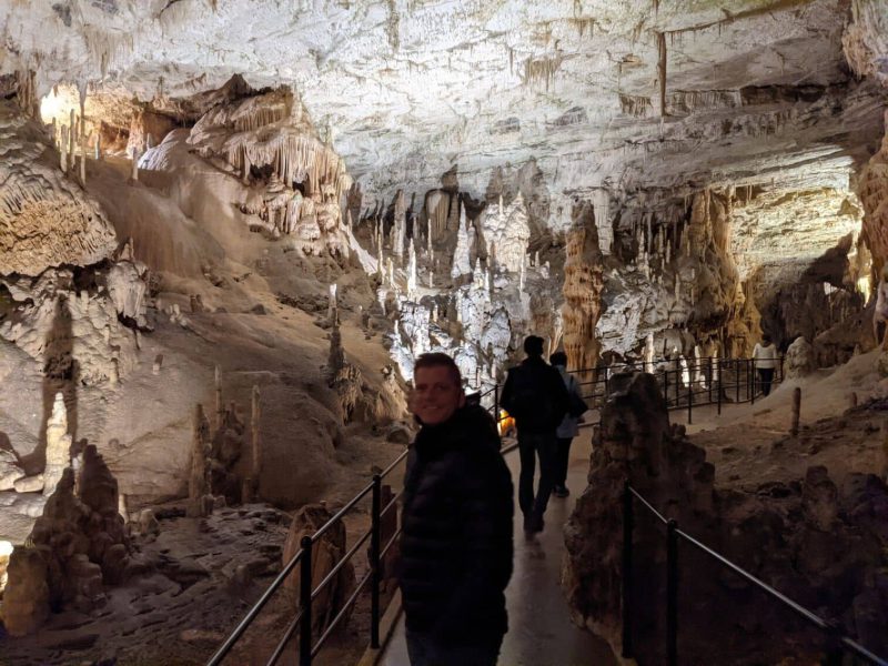 Stalactites on the route through the Caves of Postojna