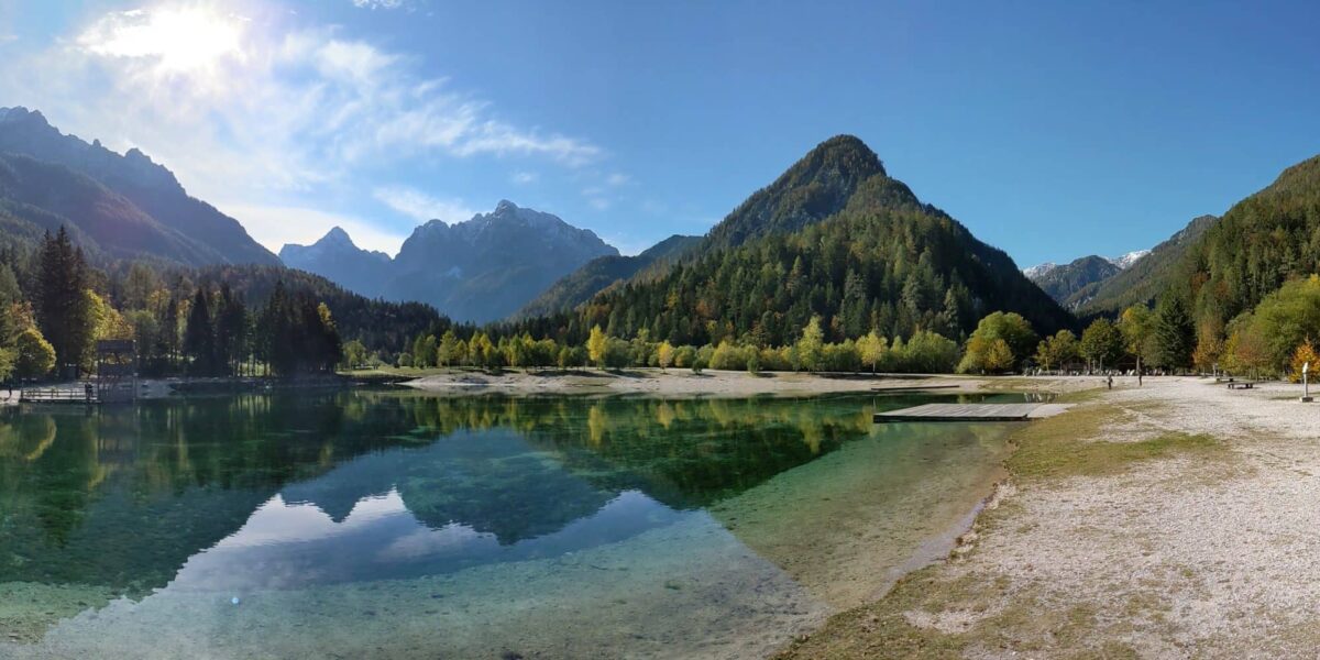 Lake Jasna with turquoise water and mountain in background