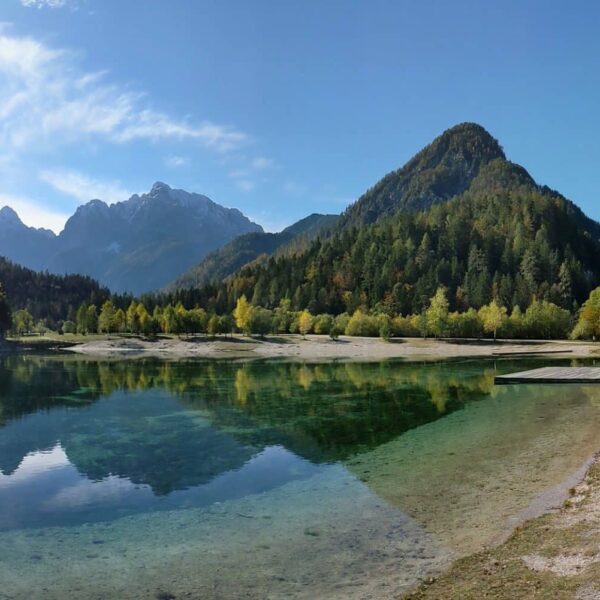 Lake Jasna with turquoise water and mountain in background