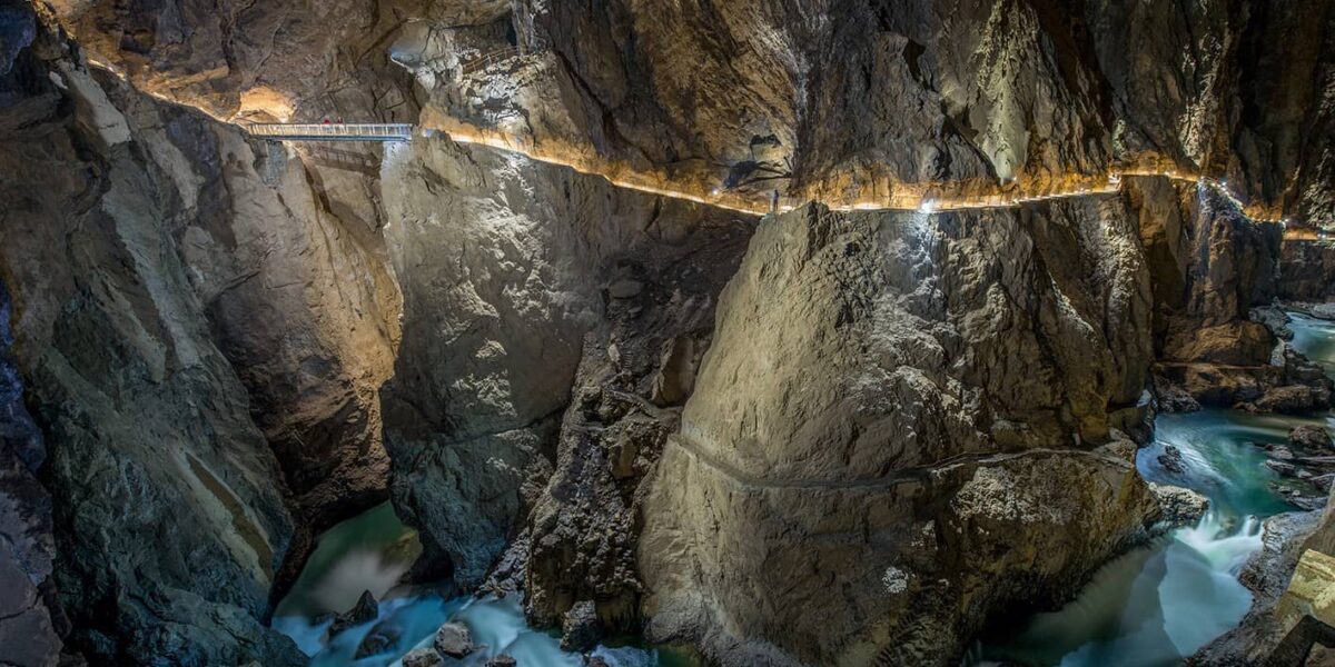 View of the Skocjan Caves landscape and cave entrance