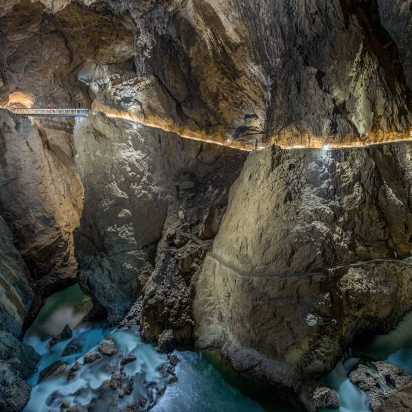 View of the Skocjan Caves landscape and cave entrance