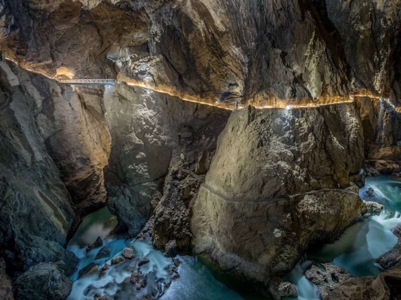 View of the Skocjan Caves landscape and cave entrance