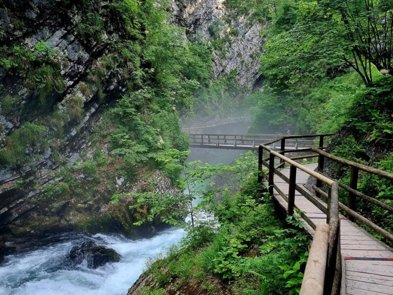 Walking through the Vintgar Gorge