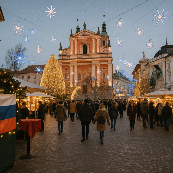 Christmas celebrations in Slovenia, including markets, family gatherings and winter scenery