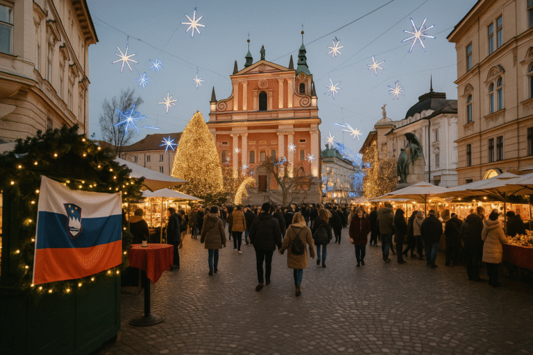Christmas celebration in Slovenia with festive events, gift-bringers and winter atmosphere